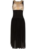 Duran Lantink Quilted Panel Pleated Midi Dress - Black