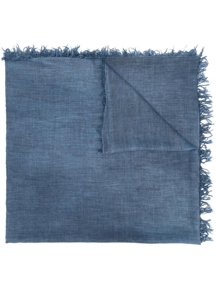 Eleventy - Fringed Edge Scarf - Women - Polyester/viscose - One Size, Women's, Blue, Polyester/viscose