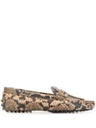 Tod's Snakeskin Effect Loafers - Brown