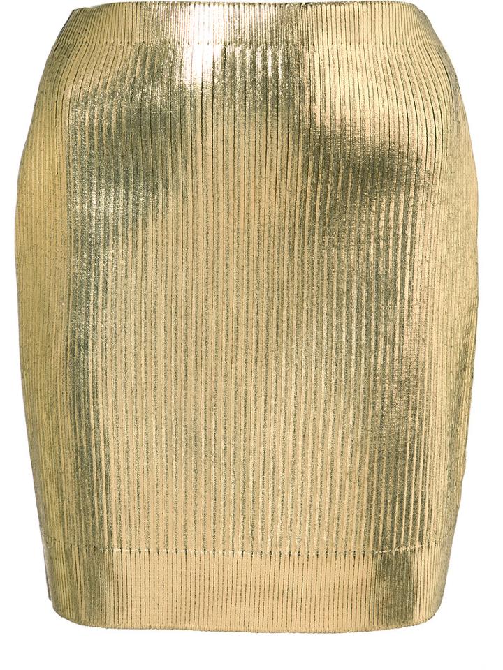Saint Laurent Metallic (grey) Coated Mini Skirt, Women's, Size: Medium, Spandex/elastane/viscose