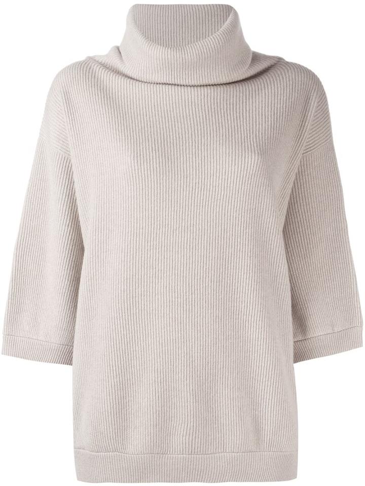 Brunello Cucinelli Roll Neck Jumper, Women's, Size: Medium, Nude/neutrals, Silk/polyester/cupro/virgin Wool
