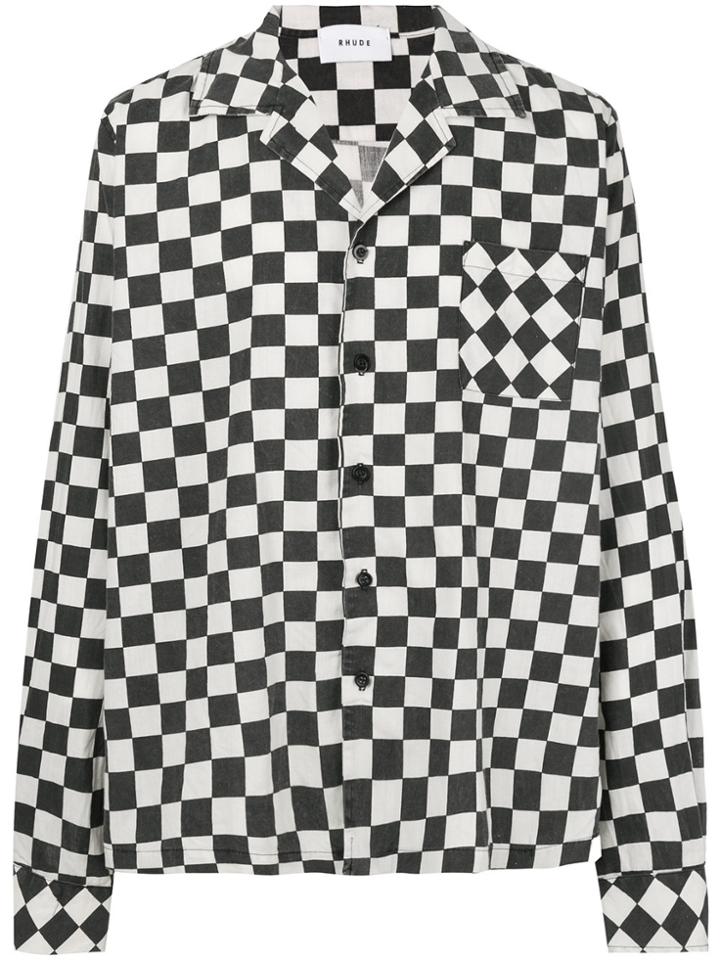 Rhude Boxy Check Print Shirt - Black