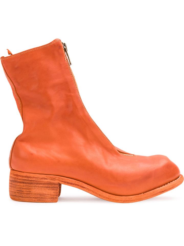 Guidi Front Zip Ankle Boots - Yellow & Orange