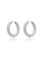 Carolina Bucci Silver Dappled 18k White Gold Hoop Earrings -
