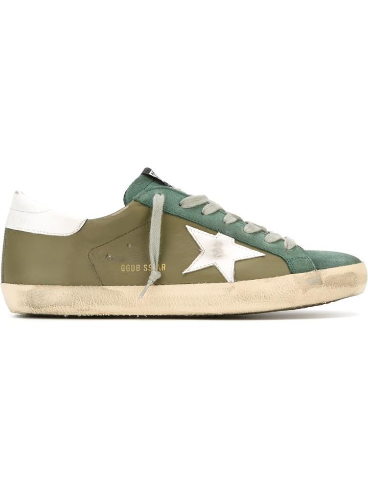 Golden Goose Deluxe Brand Super Star Sneakers, Men's, Size: 39, Green, Cotton/leather/rubber