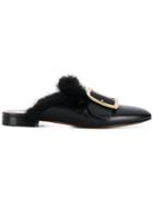 Bally Janesse Fur Trimmed Slippers - Black