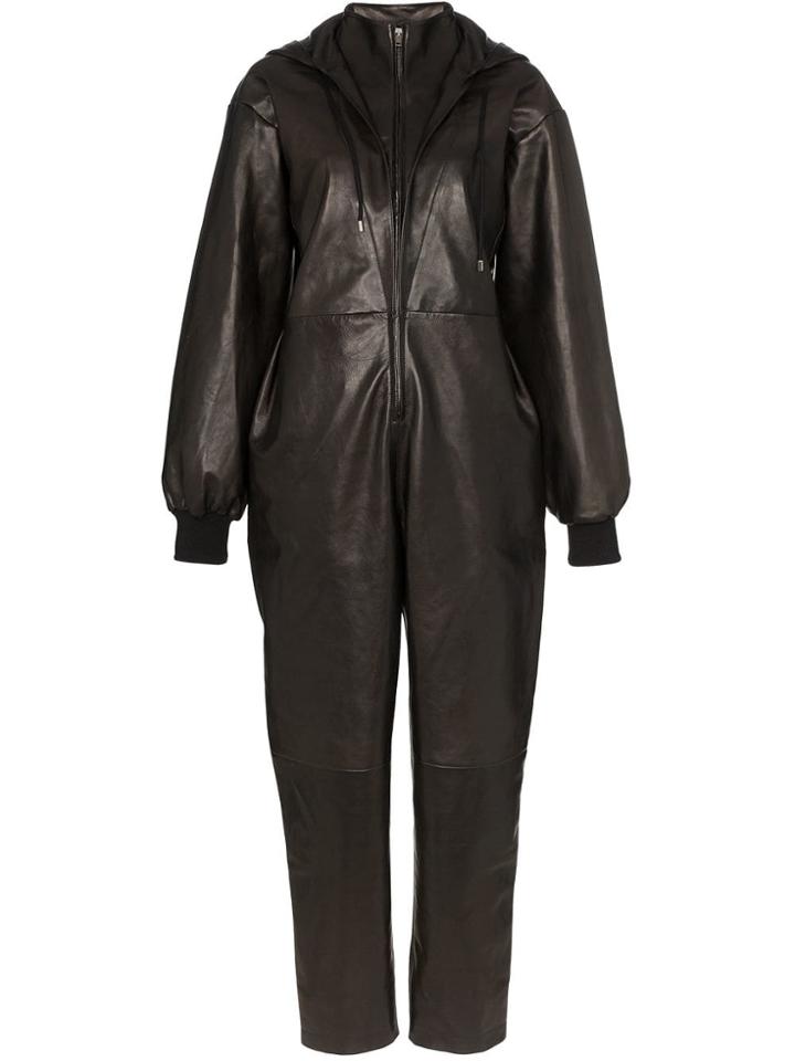 Montana X Montana Hooded Leather Jumpsuit - Black