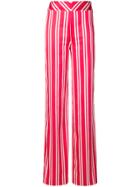 Rouge Margaux Striped Wide Leg Trousers - Red