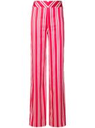 Rouge Margaux Striped Wide Leg Trousers - Red