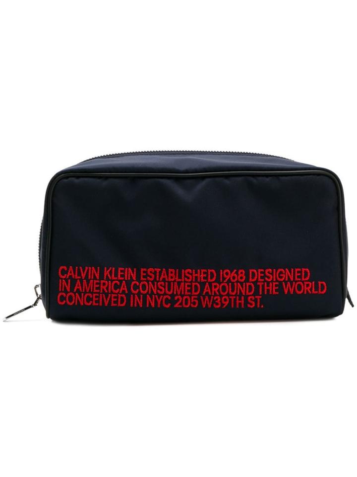 Calvin Klein 205w39nyc Logo Embroidered Toilet Case - Blue