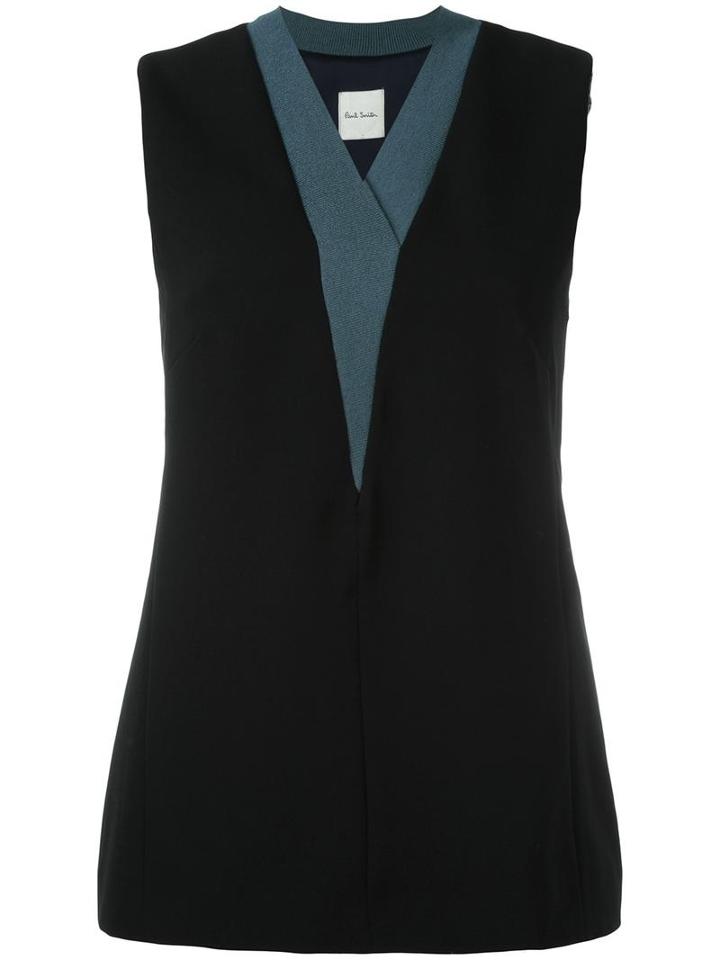 Paul Smith V-neck Tank Top, Women's, Size: 42, Black, Cupro/wool/viscose/silk