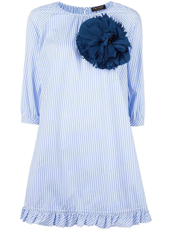 Twin-set Oversized Striped Blouse, Women's, Size: 38, Blue, Cotton/polyamide/spandex/elastane