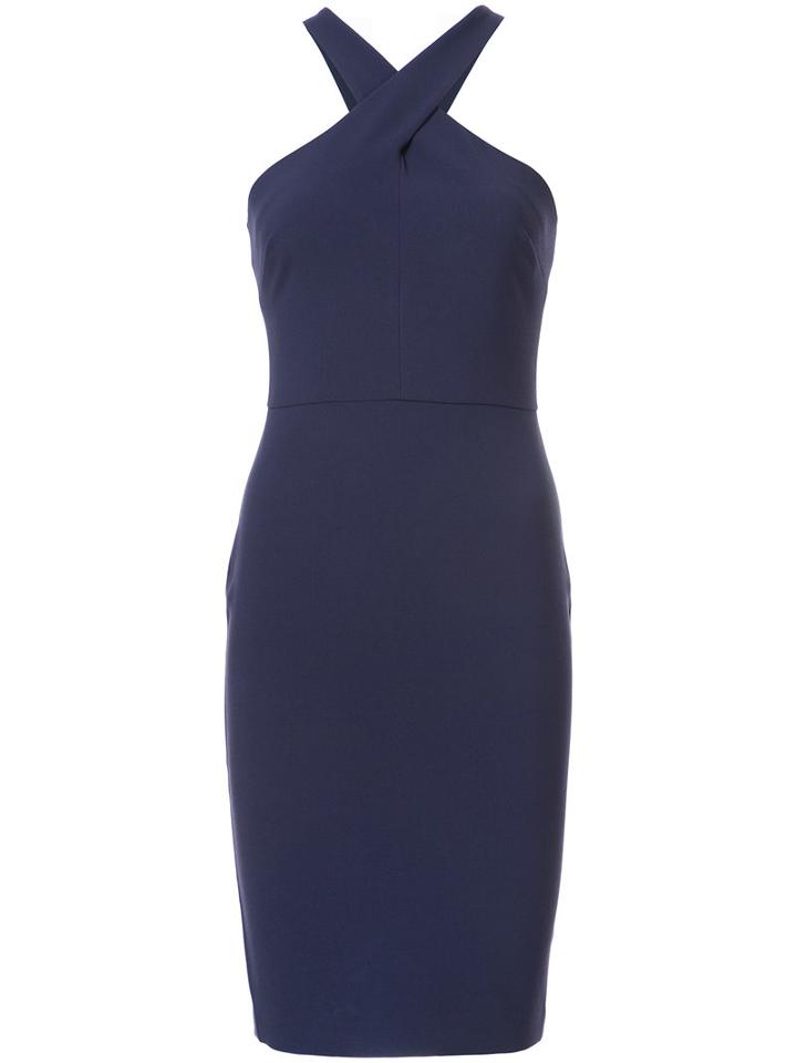 Likely - Crossed Neck Fitted Dress - Women - Polyester/spandex/elastane/rayon - 8, Blue, Polyester/spandex/elastane/rayon