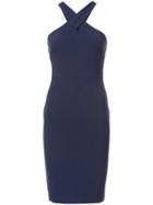 Likely - Crossed Neck Fitted Dress - Women - Polyester/spandex/elastane/rayon - 8, Blue, Polyester/spandex/elastane/rayon