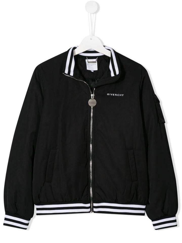 Givenchy Kids Stripe Detail Bomber Jacket - Black