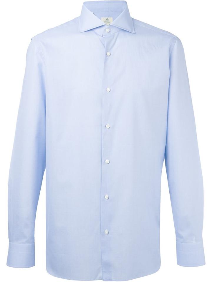 Borrelli Cuffed Sleeve Button Down Shirt, Men's, Size: 39, Blue, Cotton