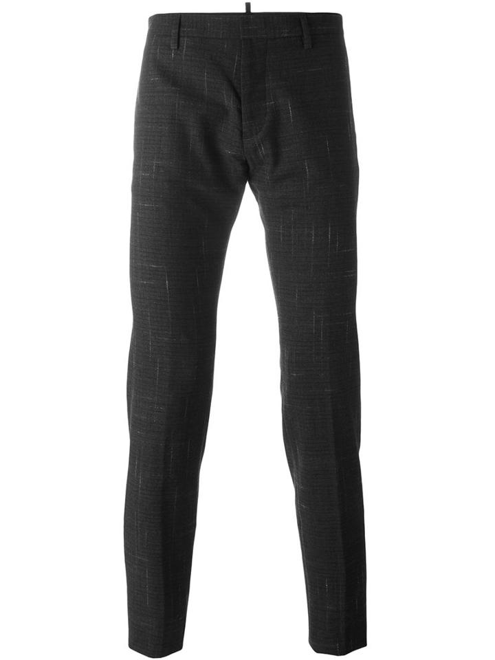 Dsquared2 Etched Stripe Slim Trousers, Men's, Size: 48, Grey, Polyamide/polyester/spandex/elastane/virgin Wool
