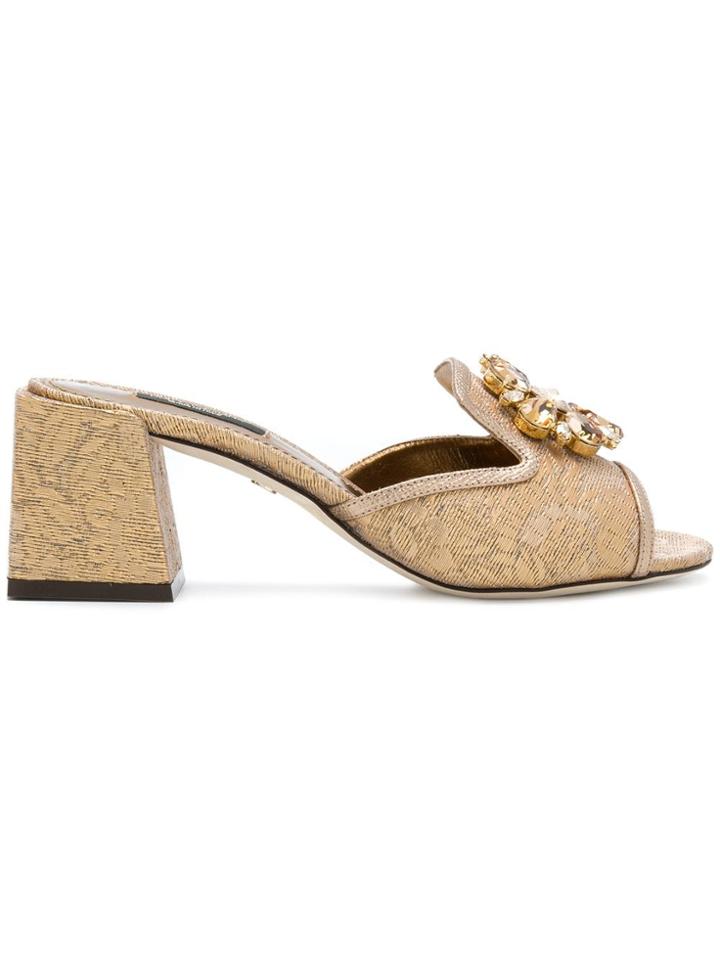 Dolce & Gabbana Embellished Mules - Metallic