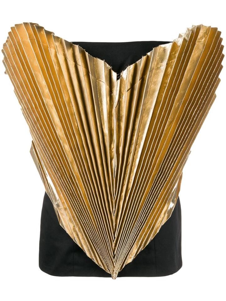 Attico Pleated Heart Mini Dress - Black
