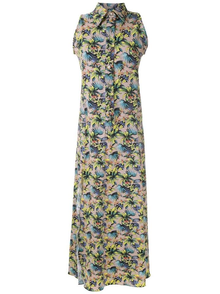 Amir Slama Sleeveless Floral Shirt Dress - Neutrals