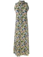 Amir Slama Sleeveless Floral Shirt Dress - Neutrals
