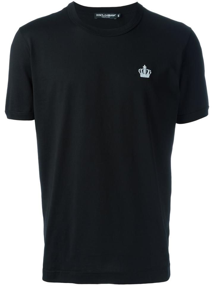 Dolce & Gabbana Embroidered Crown T-shirt, Men's, Size: 50, Black, Cotton