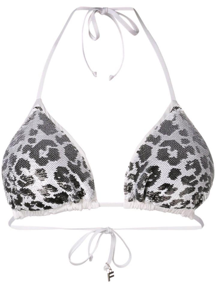 Fisico Sequinned Triangle Bikini Top - Black