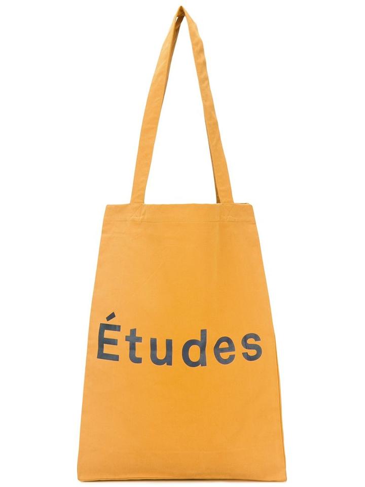 Études Logo Print Tote, Adult Unisex, Yellow/orange, Cotton