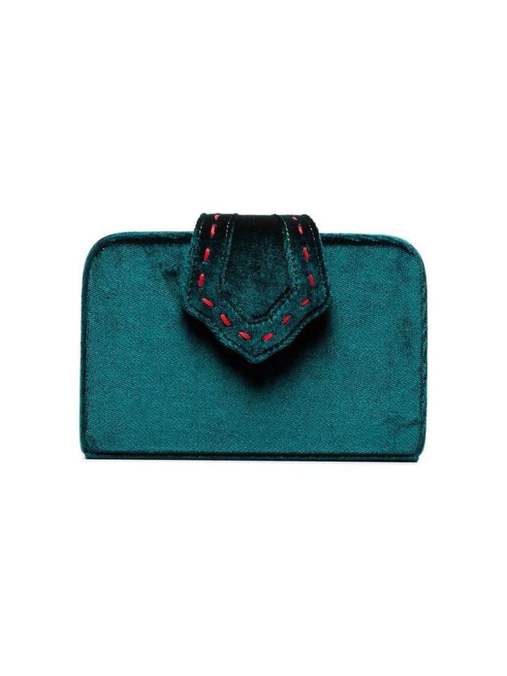 Mehry Mu Green Fey Mini Velvet Clutch - Yellow & Orange