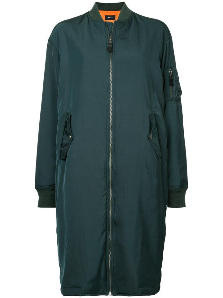 G.v.g.v. Zipped Long Bomber Coat - Green
