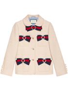 Gucci Tweed Jacket With Web Tape Nodes - Nude & Neutrals