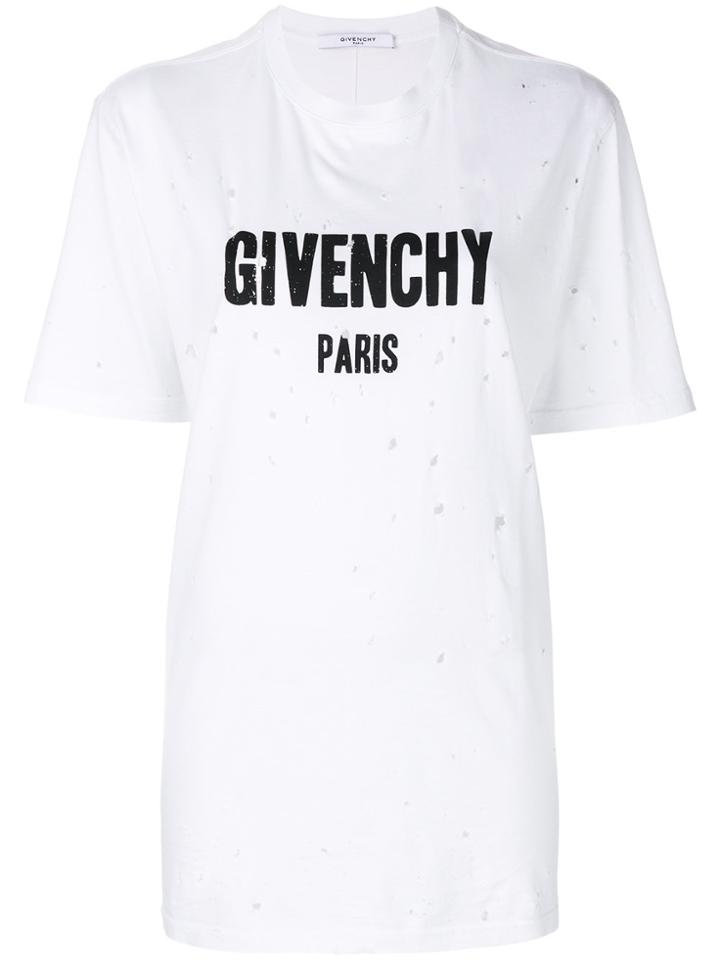 Givenchy Distressed Logo Print T-shirt - White