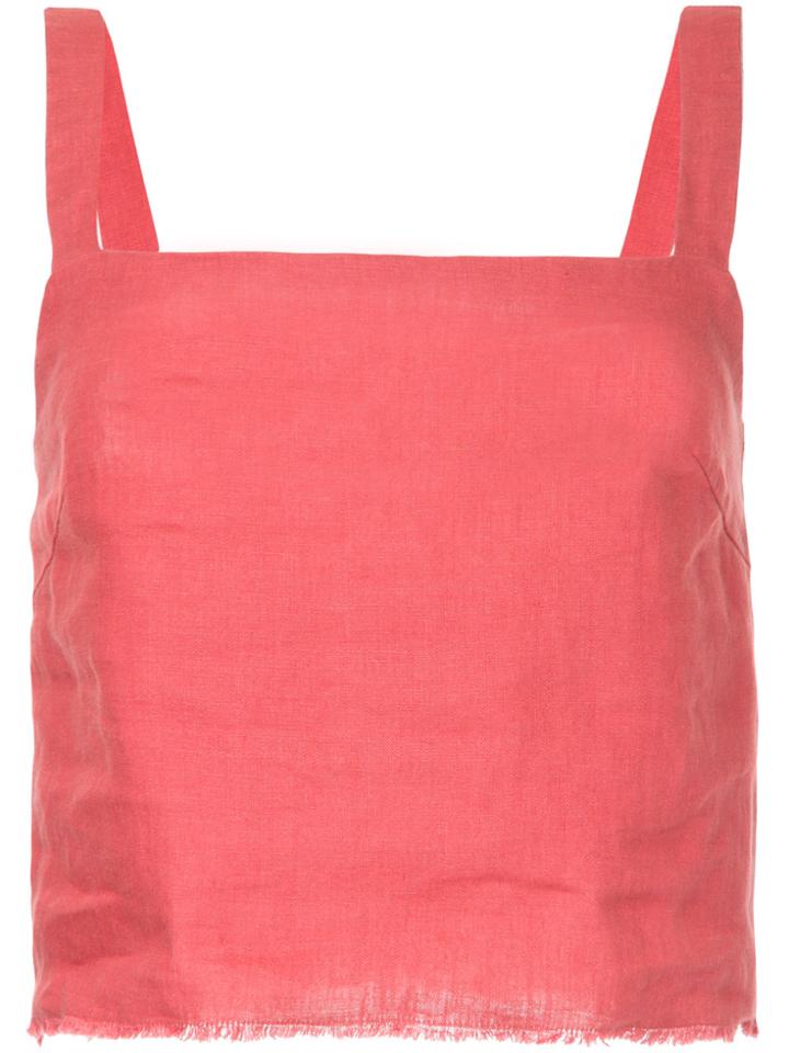 Venroy Frayed Cropped Blouse - Pink & Purple