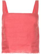 Venroy Frayed Cropped Blouse - Pink & Purple