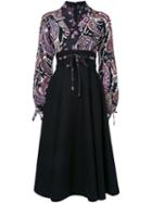 G.v.g.v. Paisley Print Kimono Dress, Women's, Size: 36, Black, Nylon/polyester/triacetate/wool