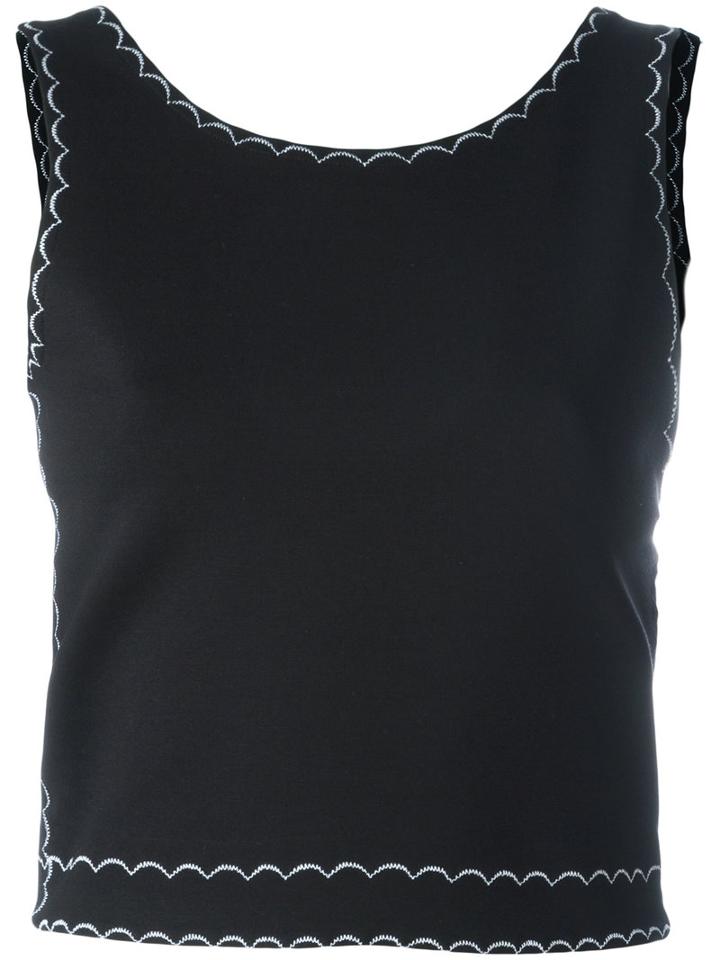 Mcq Alexander Mcqueen Embroidered Sleeveless Top, Women's, Size: Small, Black, Polyamide/spandex/elastane/viscose