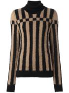 Loewe Striped Turtleneck Jumper, Women's, Size: Large, Black, Mohair/virgin Wool/polyamide