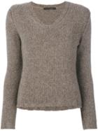 Incentive! Cashmere - Knitted V-neck Top - Women - Cashmere - M, Brown, Cashmere