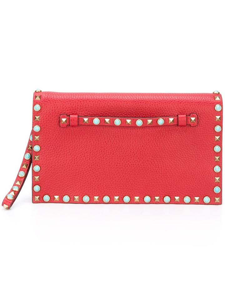 Valentino Valentino Garavani 'rockstud Rolling' Clutch, Women's, Red