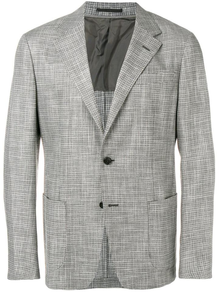 Z Zegna Checked Blazer Jacket - Grey