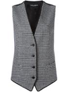 Dolce & Gabbana Houndstooth Waistcoat, Women's, Size: 42, Black, Silk/polyamide/virgin Wool