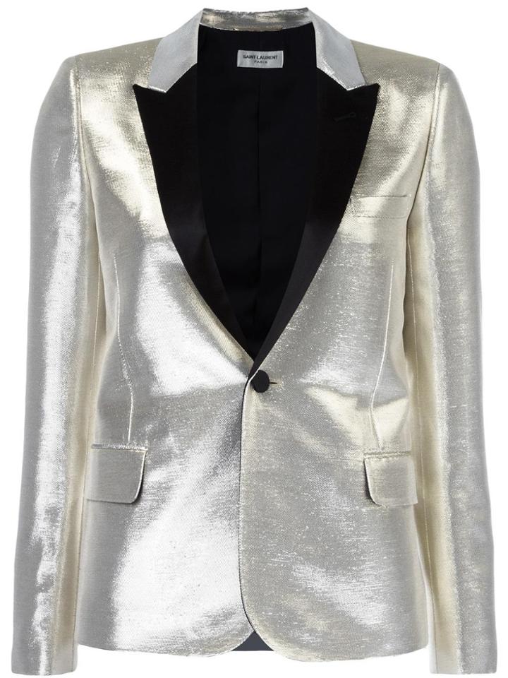 Saint Laurent Singled Breasted Tuxedo Jacket - Metallic