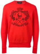 Alexander Mcqueen Skull Crest Sweatshirt, Men's, Size: Xs, Red, Cotton