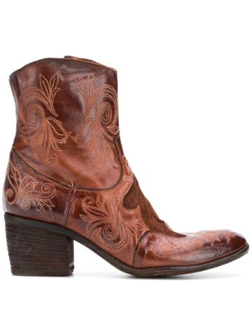 Fauzian Jeunesse Embroidered Ankle Boots - Brown