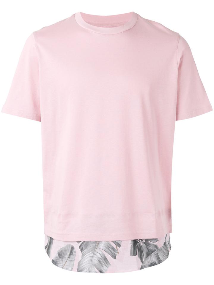 Oamc Contrast Printed Hem T-shiirt, Men's, Size: Small, Pink/purple, Cotton