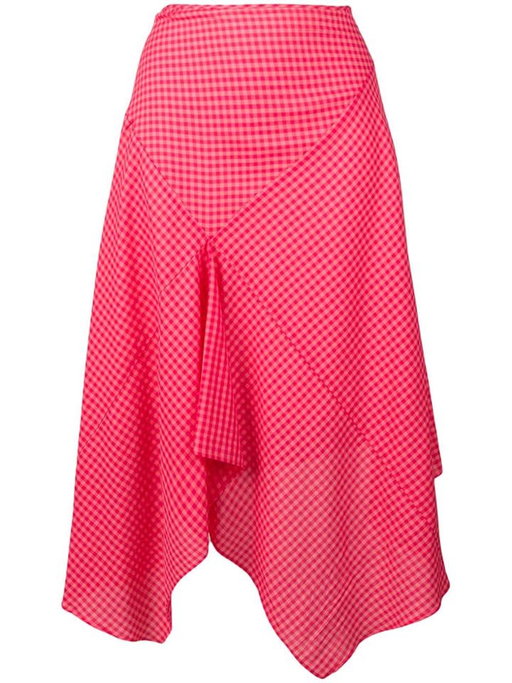 Ps Paul Smith Asymmetric Check-print Skirt - Red