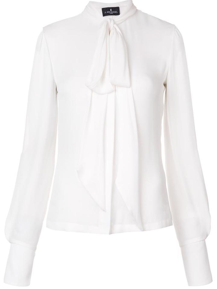 J. Mendel Split Sleeve Blouse, Women's, Size: 4, White, Silk