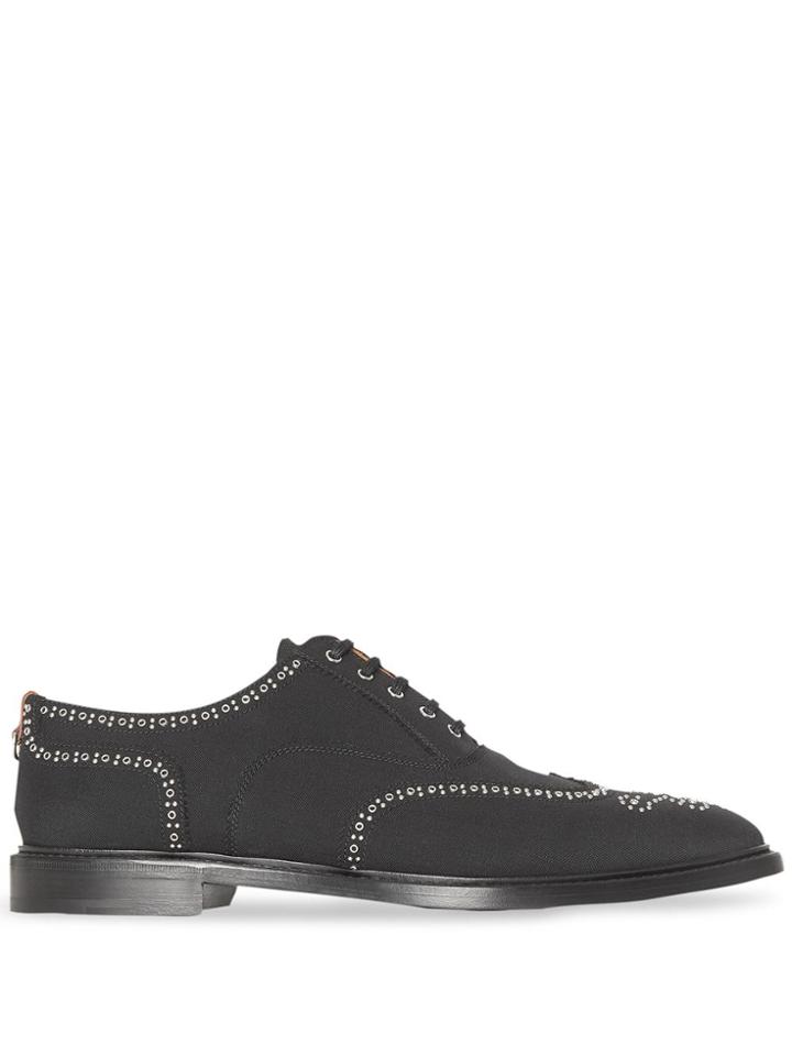 Burberry Studded Mohair Wool Brogues - Black