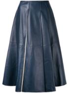 Jil Sander - Leather Midi Skirt - Women - Lamb Skin - 36, Blue, Lamb Skin