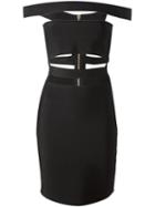Balmain Cut Out Pencil Dress, Women's, Size: 40, Black, Elastodiene/polyamide/viscose